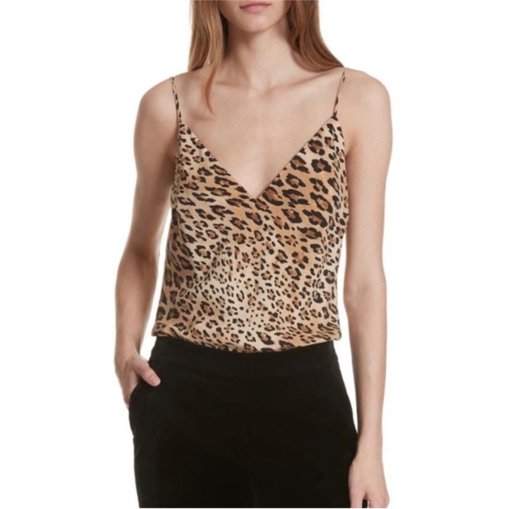 FRAME Denim 100% silk animal print tank top